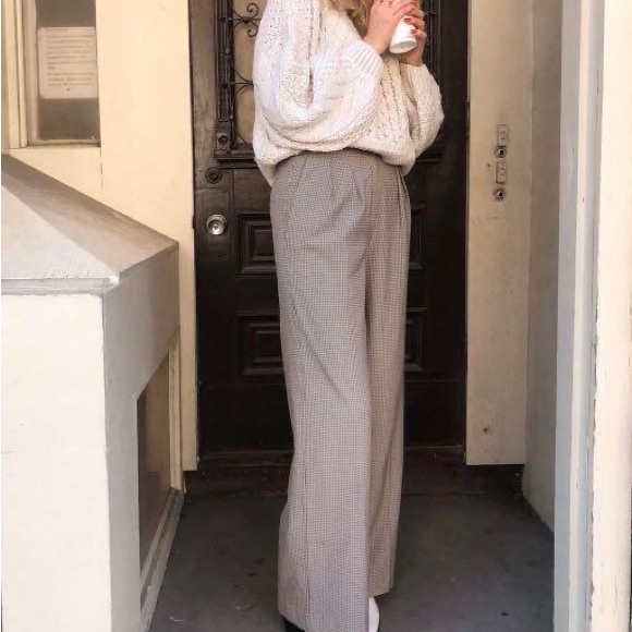 Aritzia Babaton Rosemarie Wide Leg new Houndstooth Business Formal  Casual Pant - Picture 7 of 17